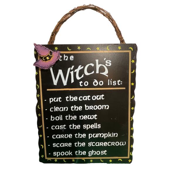 Unbranded Other - Witch's To-Do List Hanging Sign, Twig Handle, 15x9.5" - Good Condition
